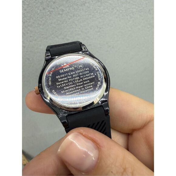 NWOT Sempre 36 Mens Black No Numerals Silicone Krippl Watch - Picture 6 of 7